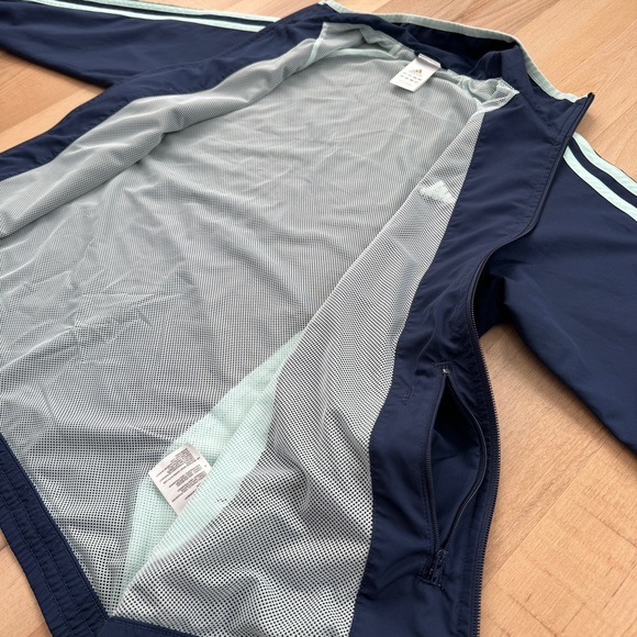 Adidas Women’s Full Zip Windbreaker Jacket No Hood Blue Teal Large - Picture 12 of 16